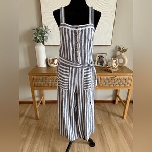 Dip lightweight Navy and White Striped Jumpsuit Beachwear CasualChic ResortWear